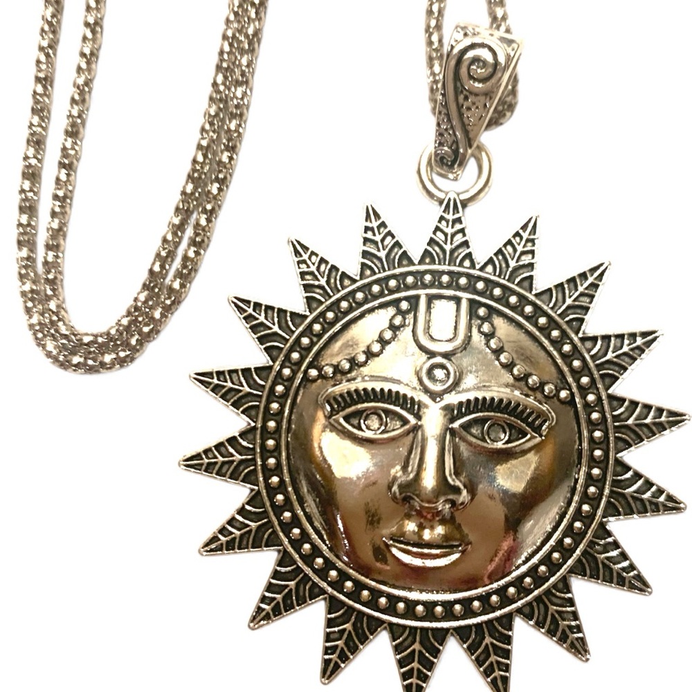 Silver Sun Pendant Necklace